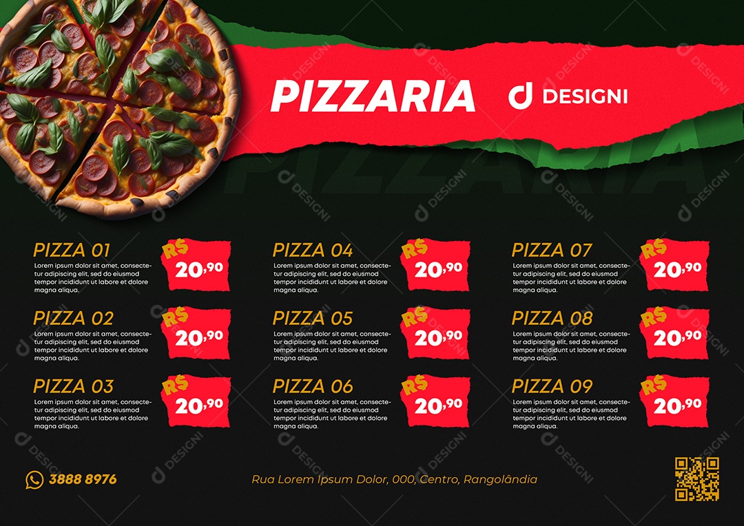 Modelo de Cardápio Pizzaria PSD Editável