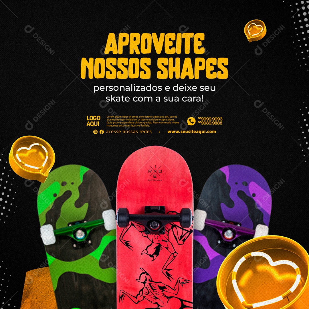 Aproveite Nossos Shapes Loja De Skate Social Media PSD Editável