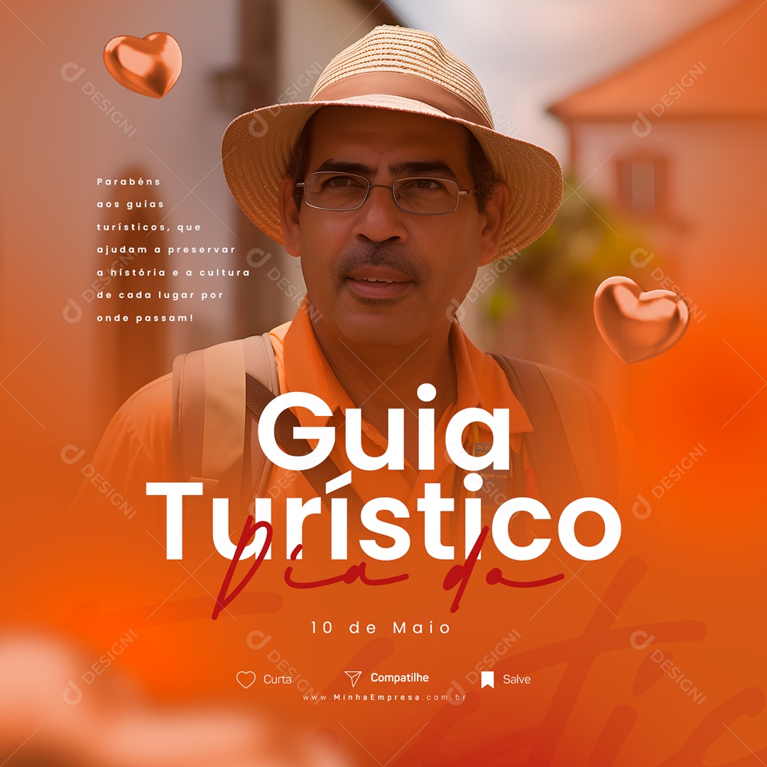 Parabéns Aos Guias Turísticos 10 De Maio Dia Do Guia Turístico Social Media PSD Editável