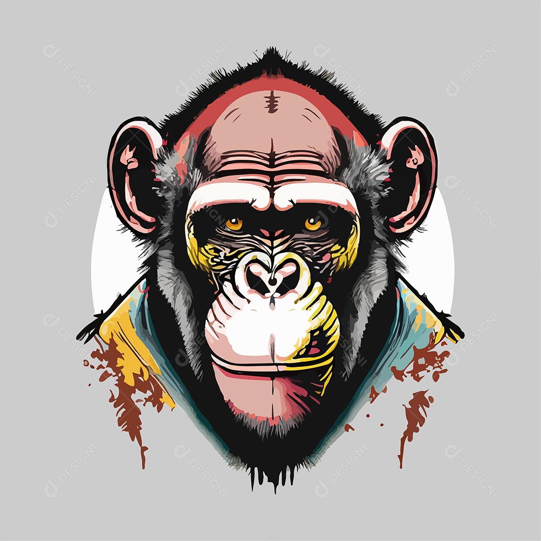 macaco na arte de linha de moto 14848360 Vetor no Vecteezy