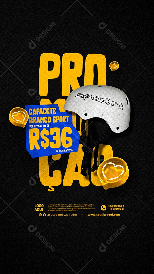 Story Promoção Capacete Branco Sport 36,00 Loja De Skate Social Media PSD Editável