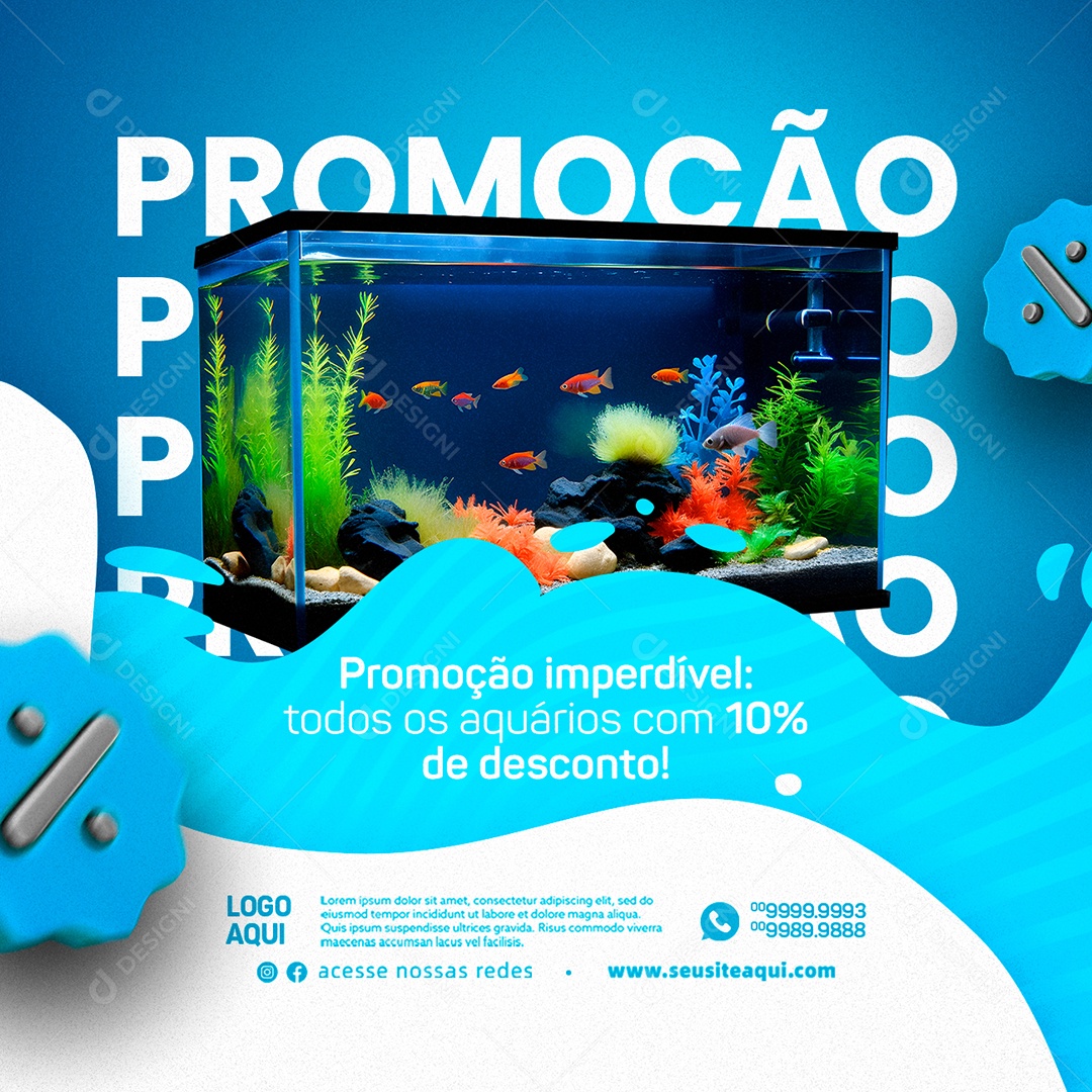 Unmissable All Aquariums Promotion With 10% Off Aquarismus Social Media PSD Editable