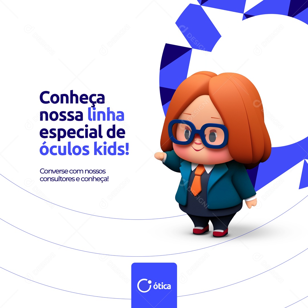 Conheça Nossa Linha Especial de Óculos Kids! Ótica Social Media PSD Editável