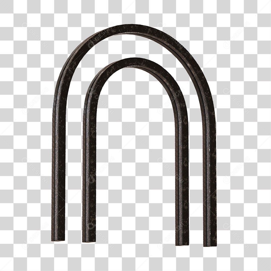 Arco De Metal Preto Com Elemento 3D PNG Transparente