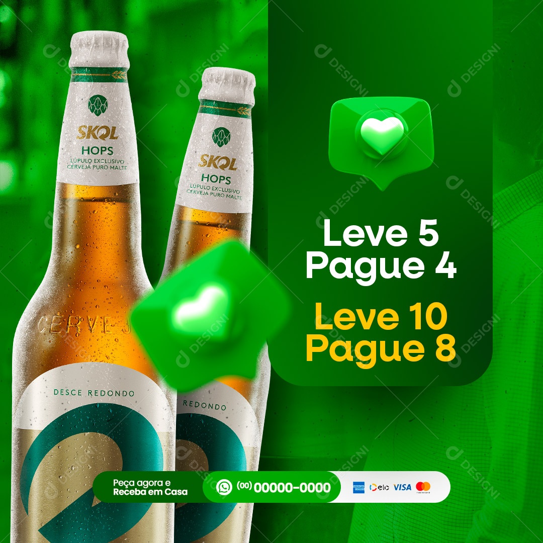 Leve 5 Pague 4 Leve 10 Paque 8 Cervejaria Social Media PSD Editável