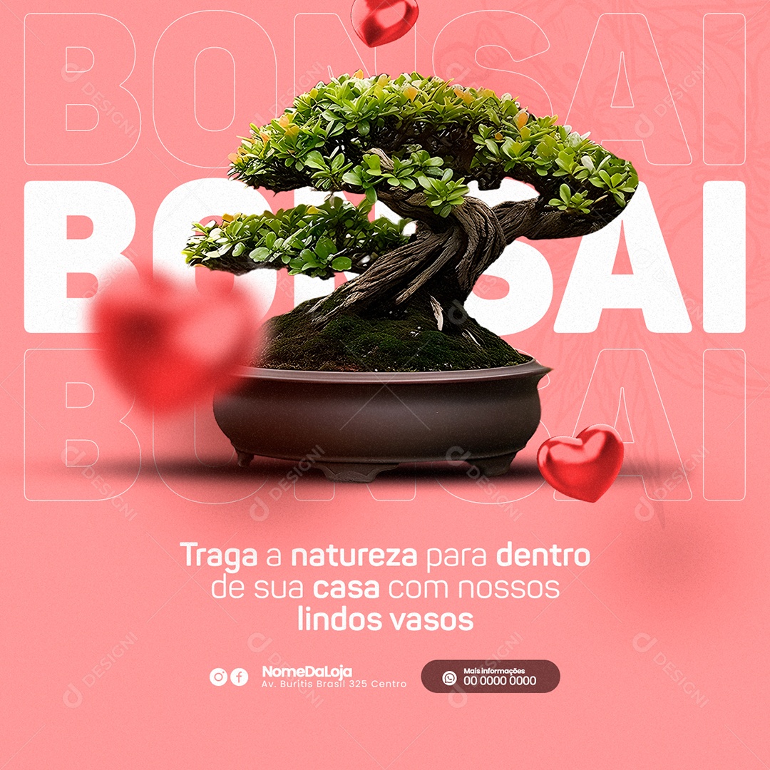 Traga A Natureza Para Dentro De Sua Casa Com Nossos Lindos Vasos Bonsai Social Media PSD Editável