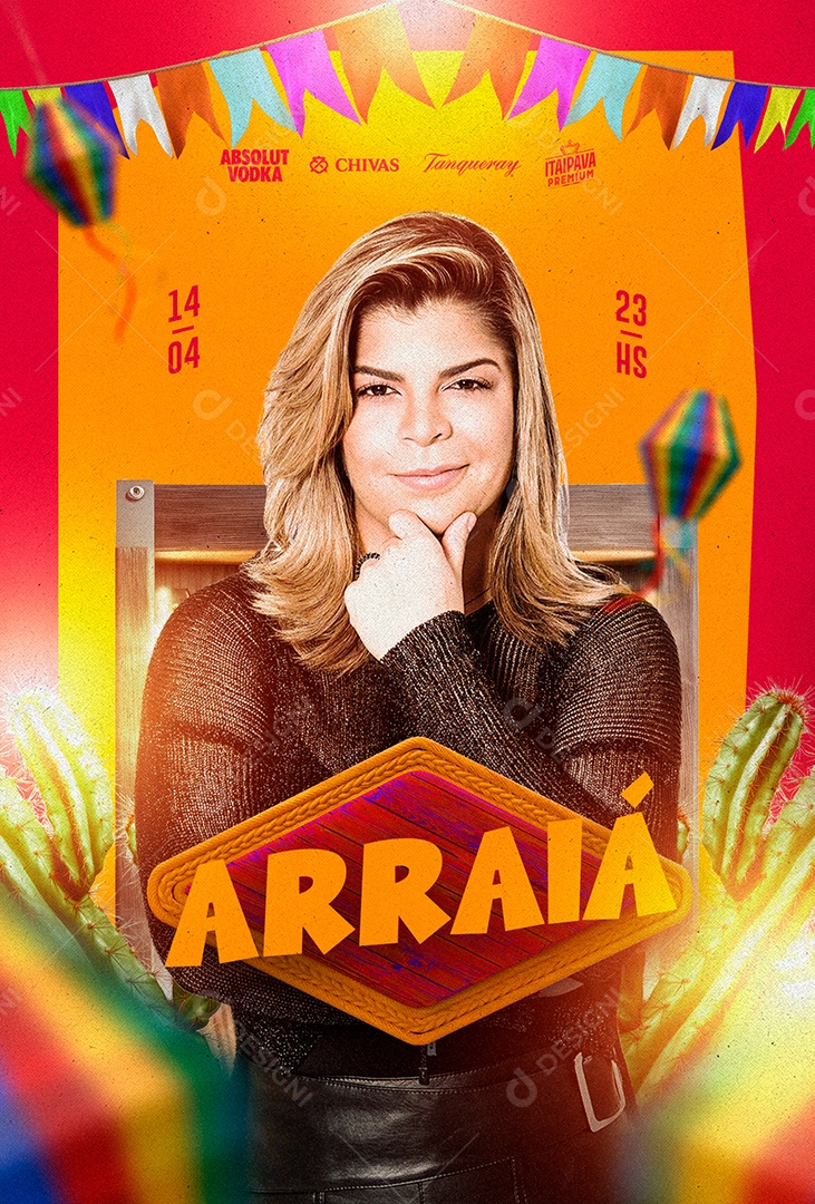 Arraiá Flyer Paula Mattos Social Media PSD Editável