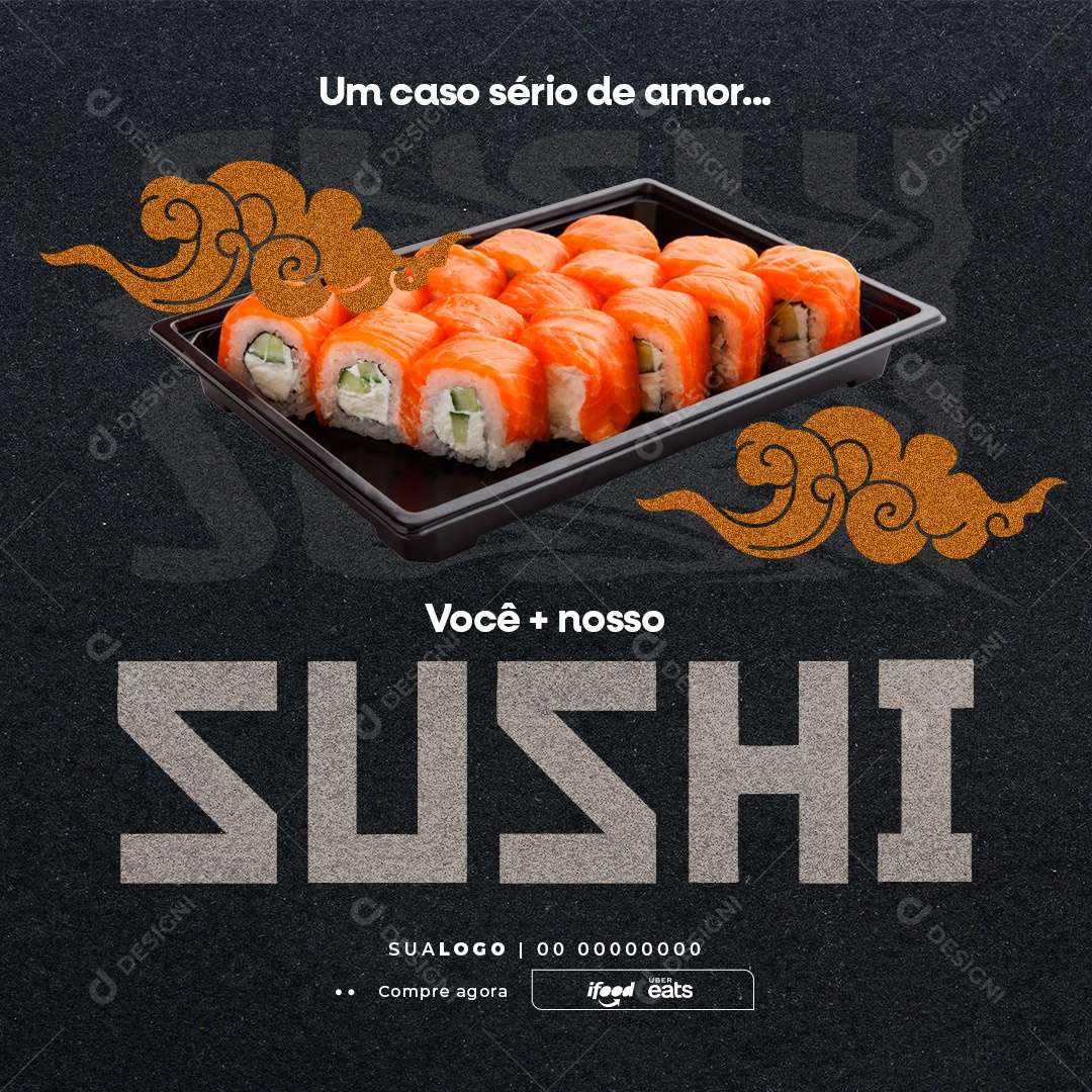 Restaurante Japonês Sushi Social Media PSD Editável