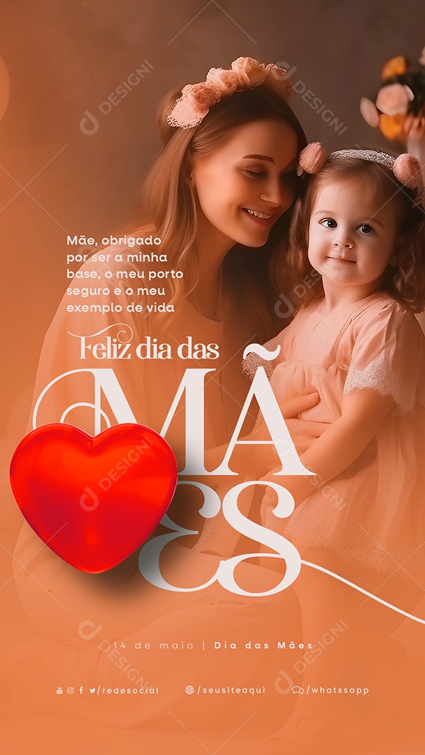 Story Mãe Obrigado Por Ser A Minha Base Feliz Dia Das Mães Social Media PSD Editável