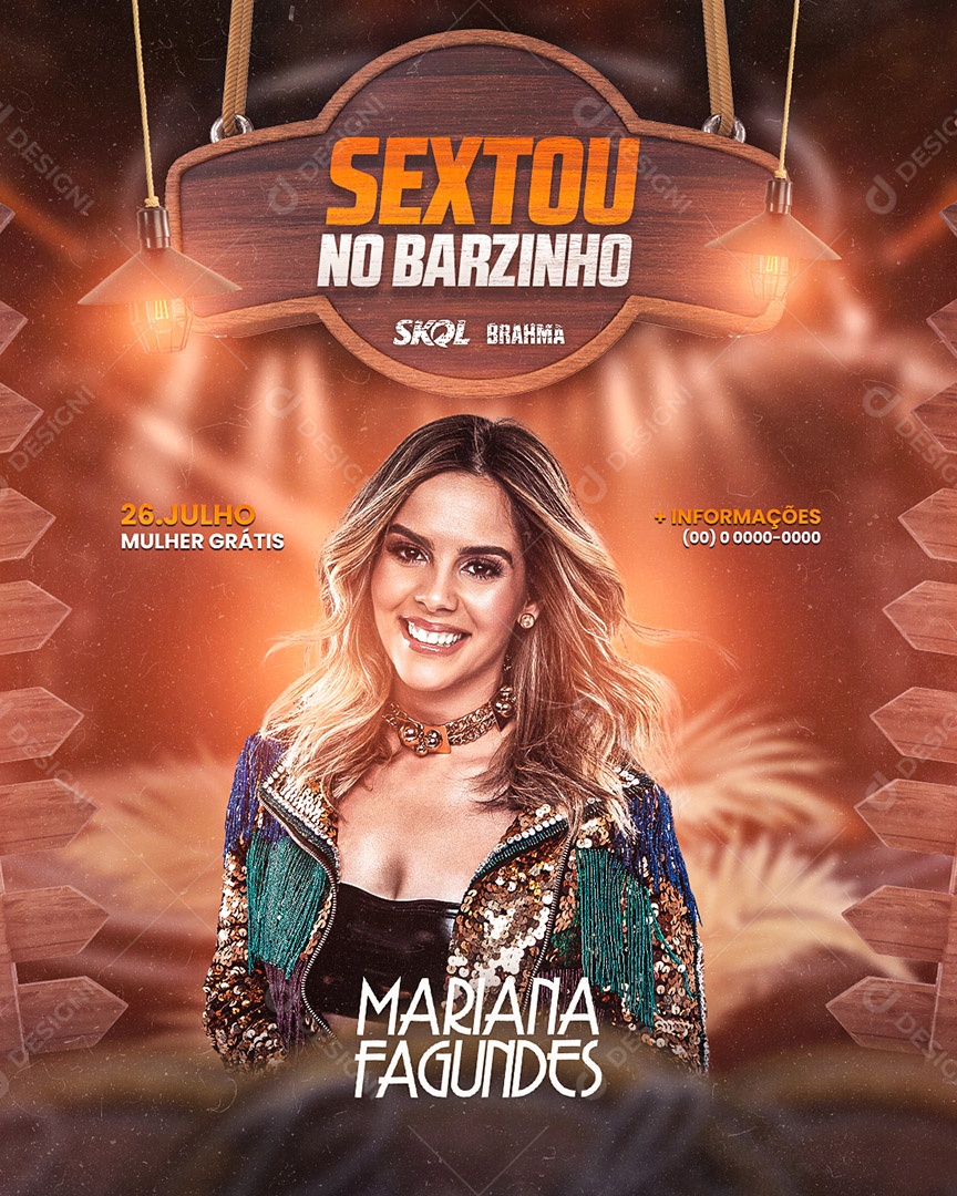 Flyer Sextou no Barzinho Mariana Fagundes Social Media PSD Editável