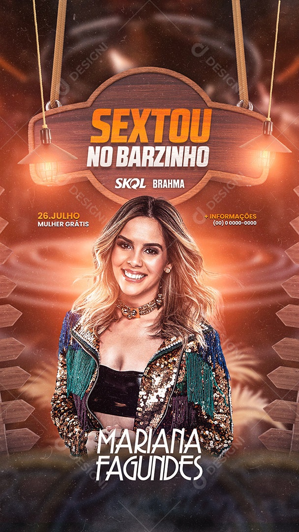 Flyer Sextou no Barzinho Mariana Fagundes Story Social Media PSD Editável