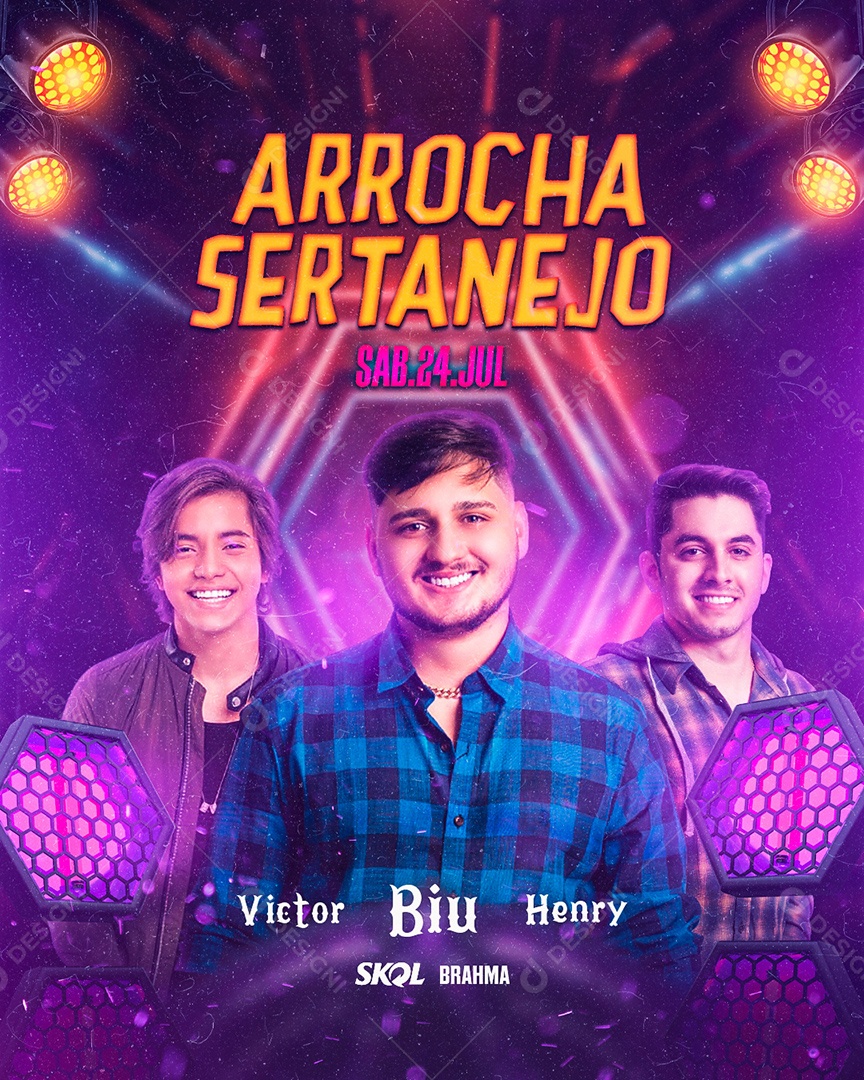 Flyer Arrocha Sertanejo Cantores Social Media PSD Editável