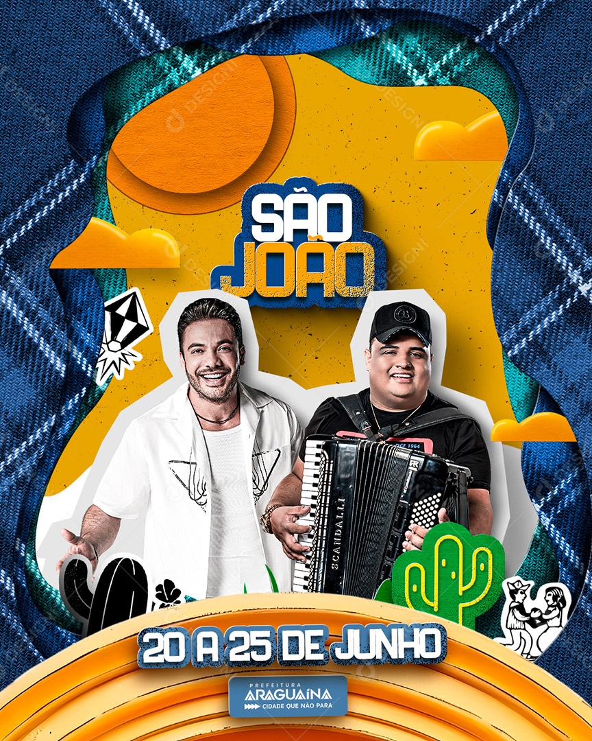 Flyer São João Wesley Safadão e Tarcísio do Acordeon Social Media PSD Editável