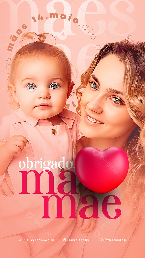 Story Obrigado Mamãe 14 De Maio Feliz Dia Das Mães Social Media Psd Editável Download Designi 