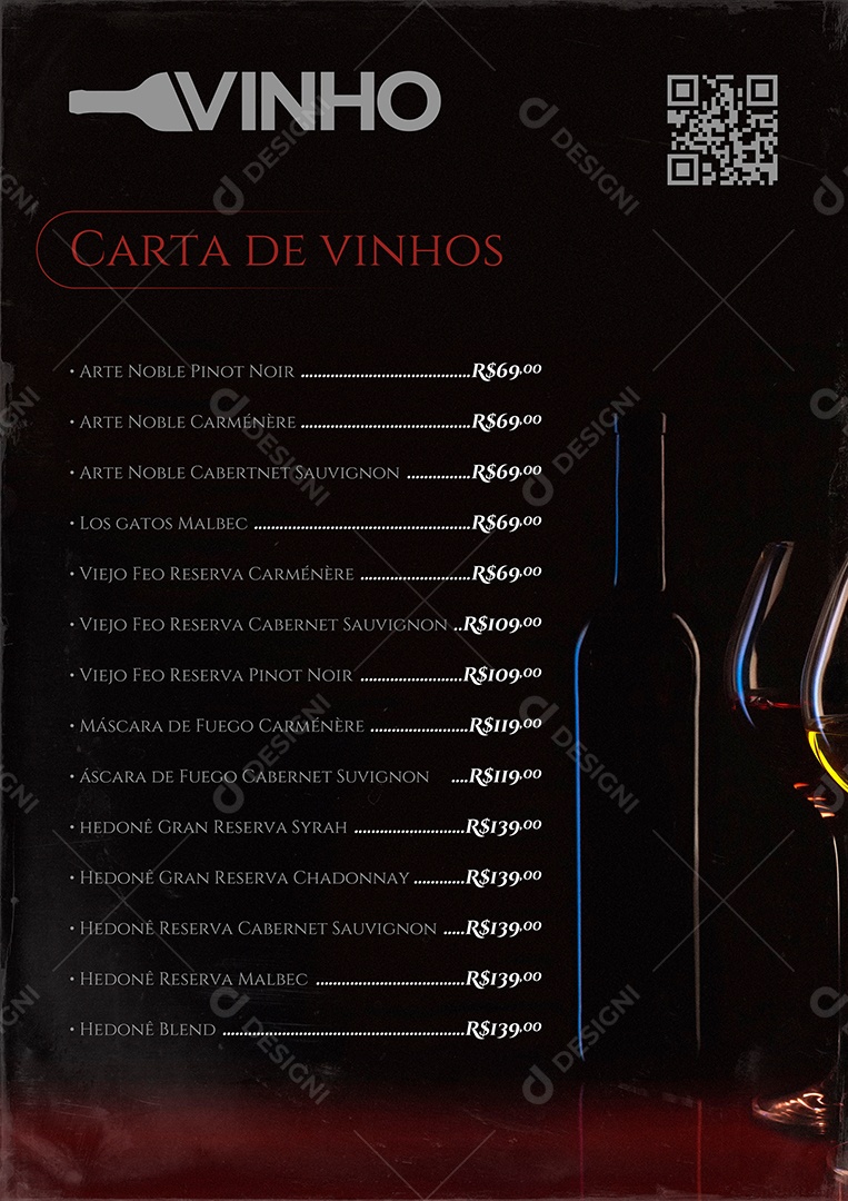 Modelo De Cardápio De Vinho PSD Editável