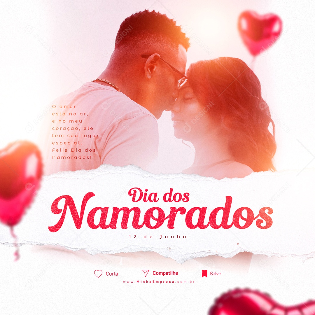 O Amor Está No Ar 12 De Junho Dia Dos Namorados Social Media PSD Editável