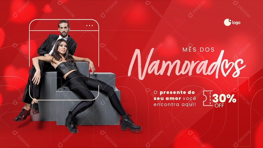 O Presente do seu Amor Você Encontra Aqui! Mês Dos Namorados Banner Social Media PSD Editável