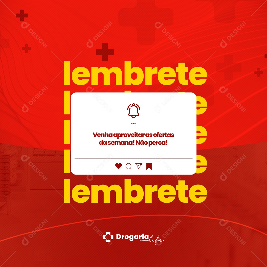 Lembrete Venha Aproveitar as Ofertas da Semana! Farmácia Drogaria Venha Social Media PSD Editável