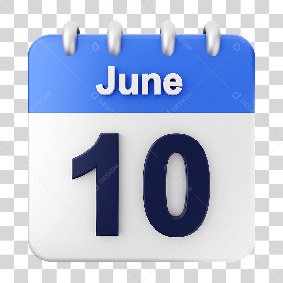 Calendário 10 de Junho PNG Transparente