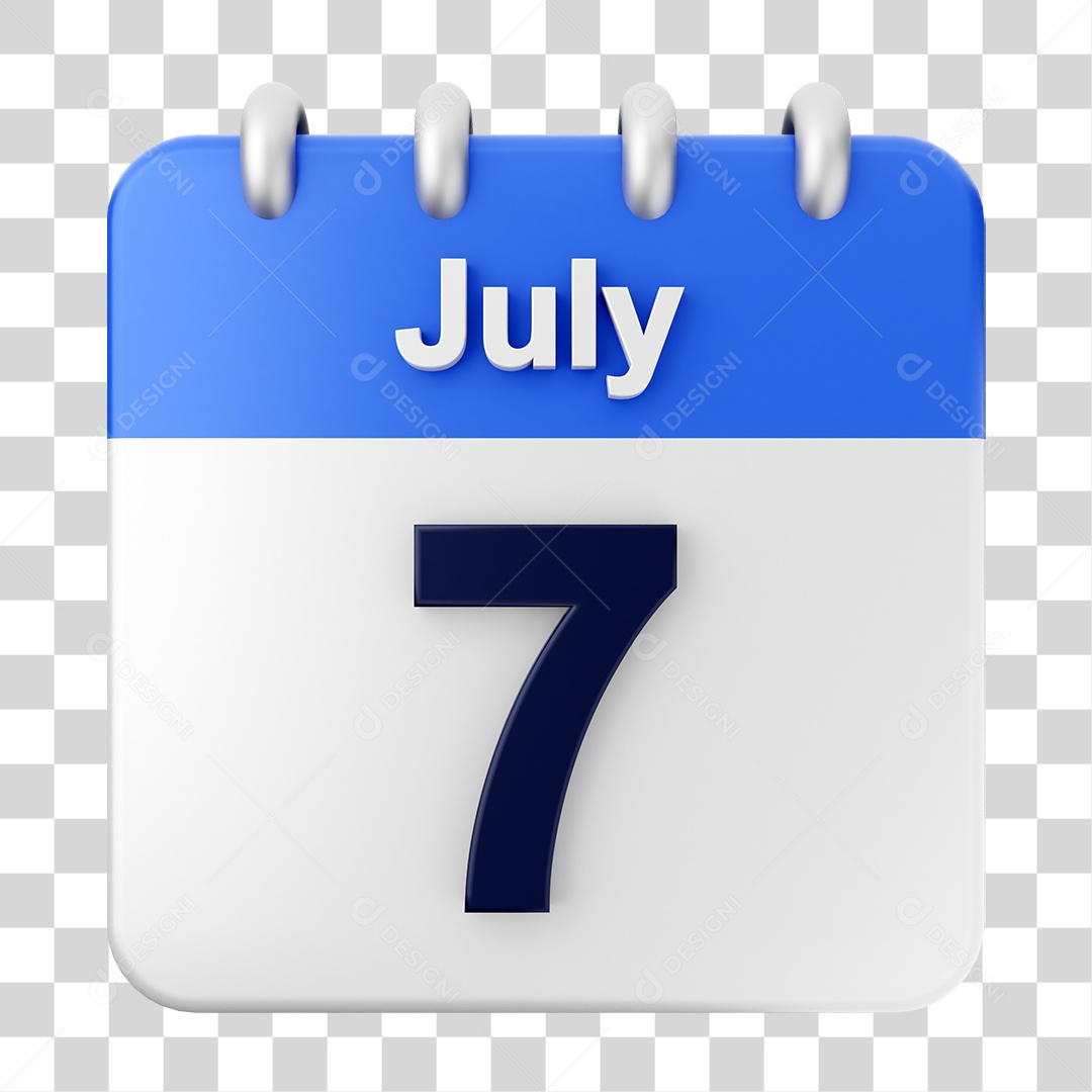 Calendário 7 de Julho PNG Transparente