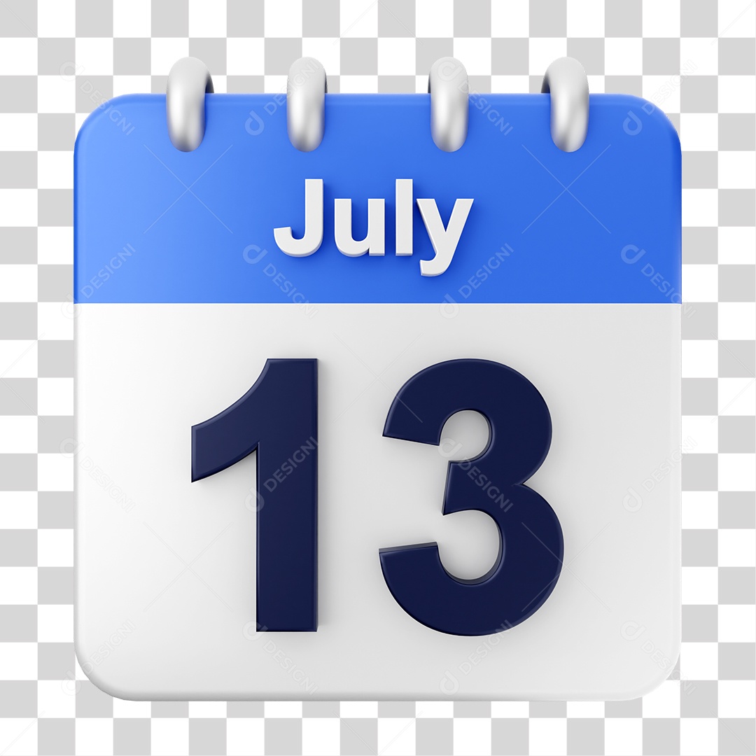 Calendário 13 de Julho PNG Transparente