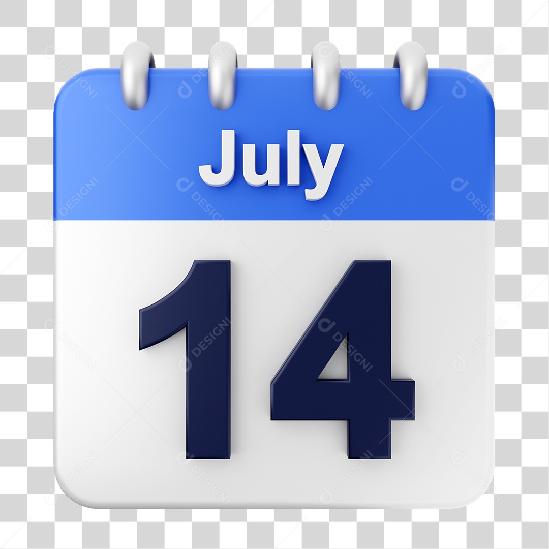 Calendário 14 de Julho PNG Transparente