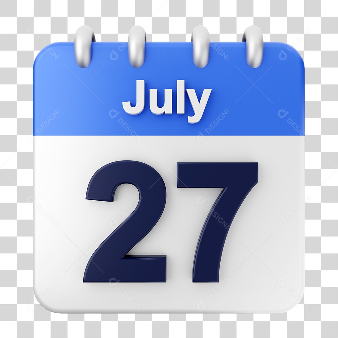 Calendário 27 de Julho PNG Transparente