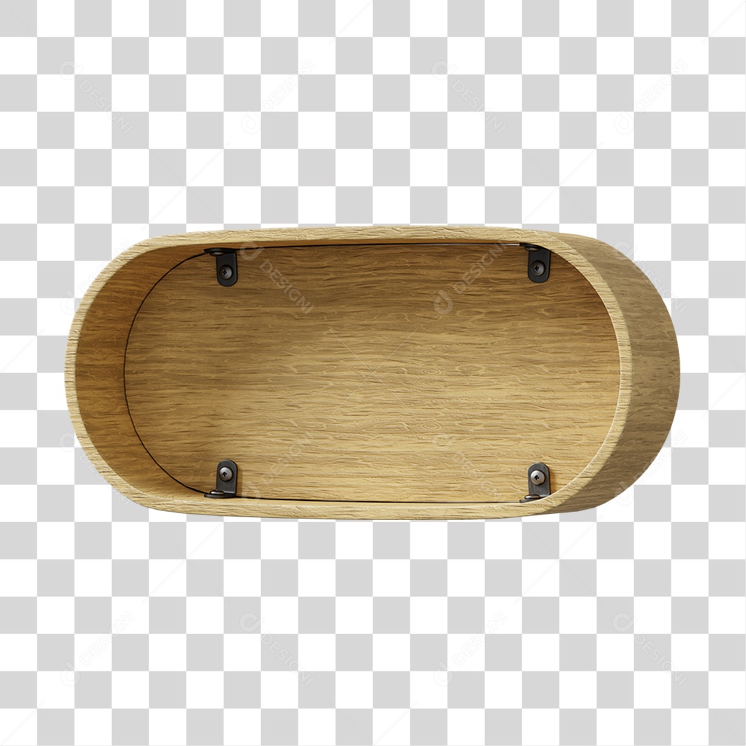 3D Wooden Element For Transparent PNG Composition