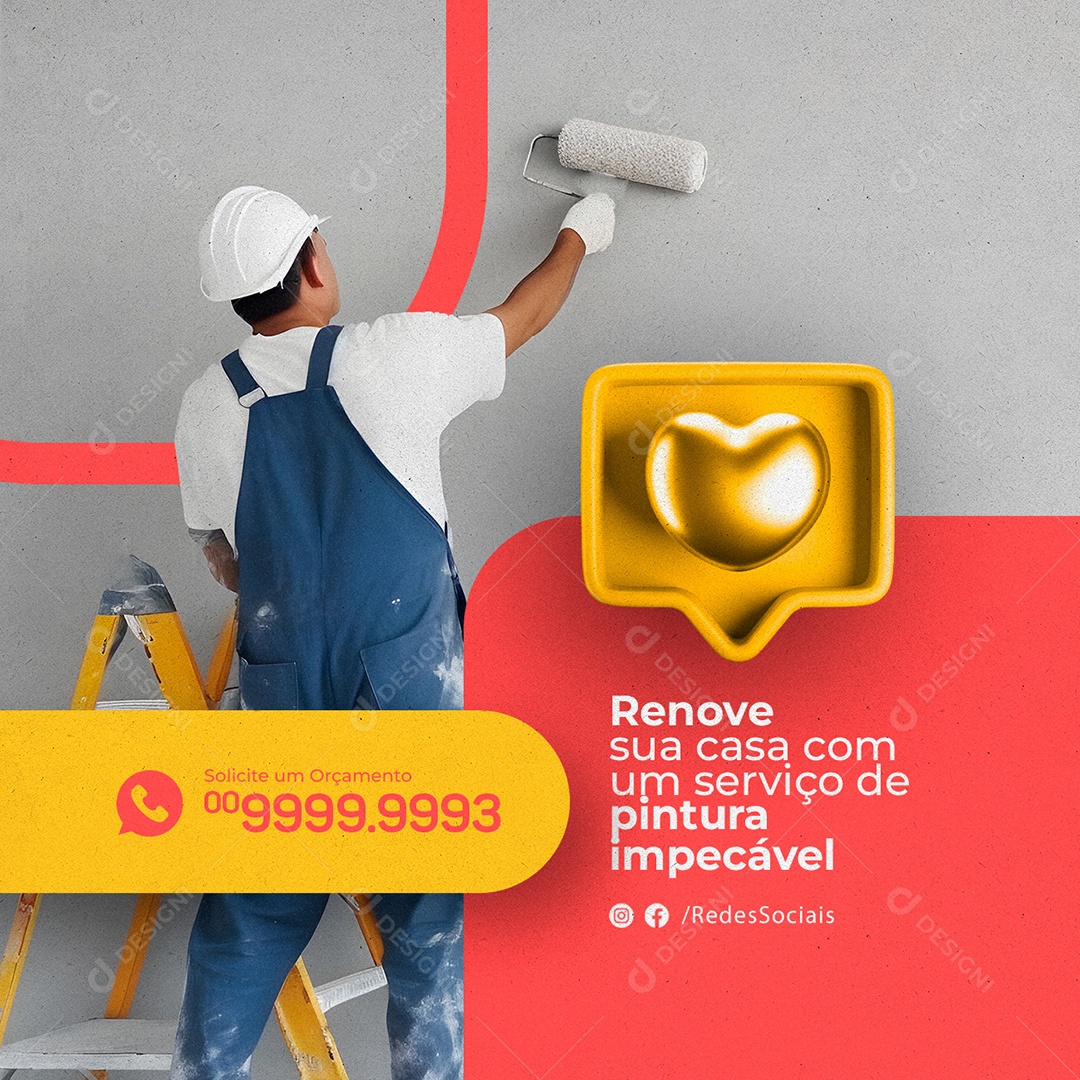 Renove Sua Casa Com Um Serviço De Pintura Impecável Pintor Social Media PSD Editável