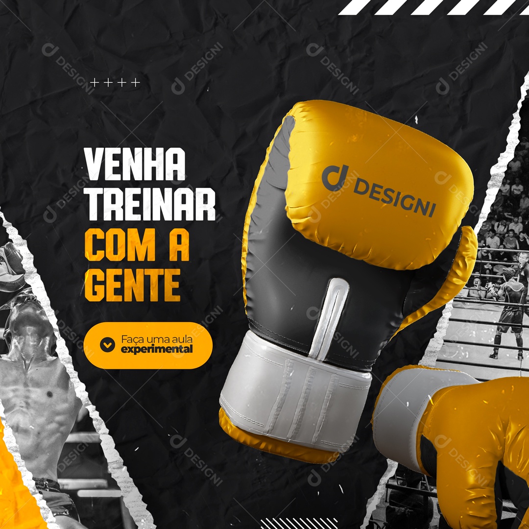 Venha Treinar Com a Gente Boxe Social Media PSD Editável