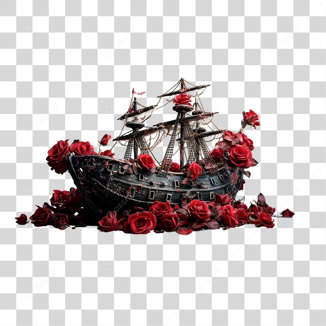 Beautiful flowers on a ship Transparent PNG