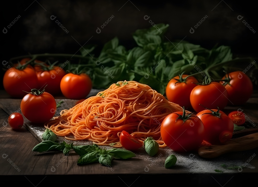 Delicioso espaguete com molho de tomate caseiro