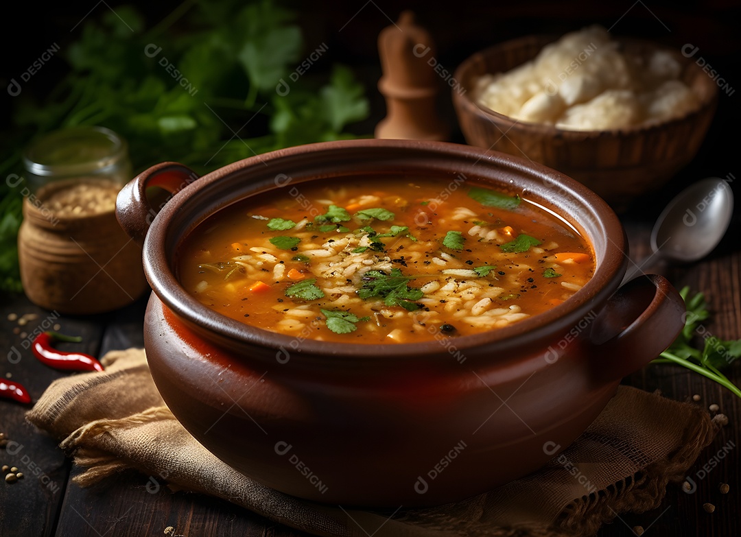 Deliciosa Sopa De Kharcho Sobre a Mesa