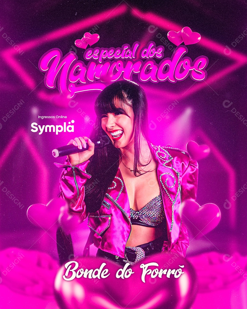 Especial Dos Namorados Flyer Bonde Do Forró Social Media PSD Editável