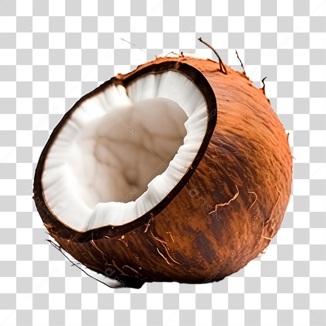 Coconut split in half ripe and fresh Transparent PNG