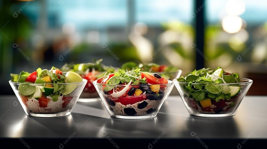 Tigelas De Salada De Legumes e Frutas