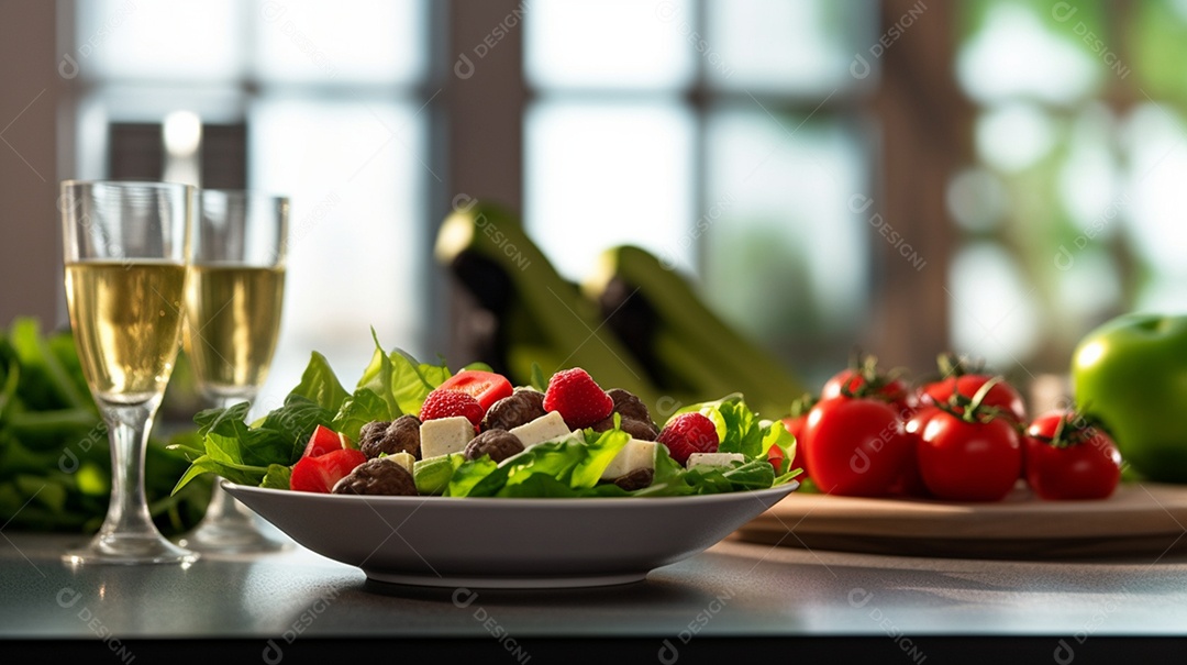 Tigela De Salada De Legumes e Frutas