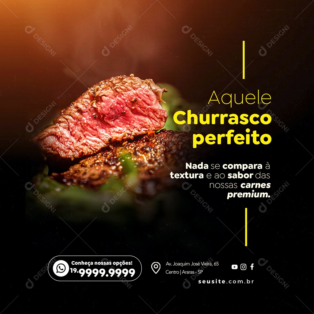 Aquele Churrasco Perfeito Churrascaria Social Media PSD Editável