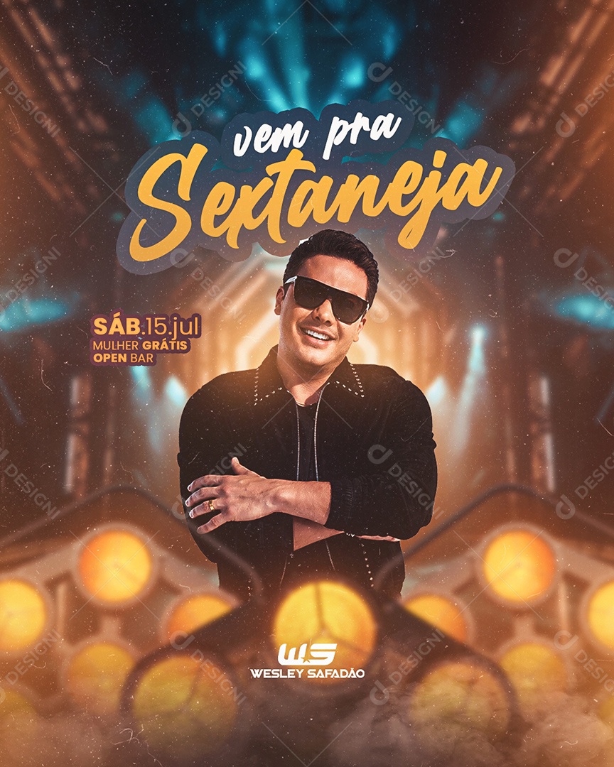 Vem Pra Sertaneja Flyer Wesley Safadão Social Media PSD Editável