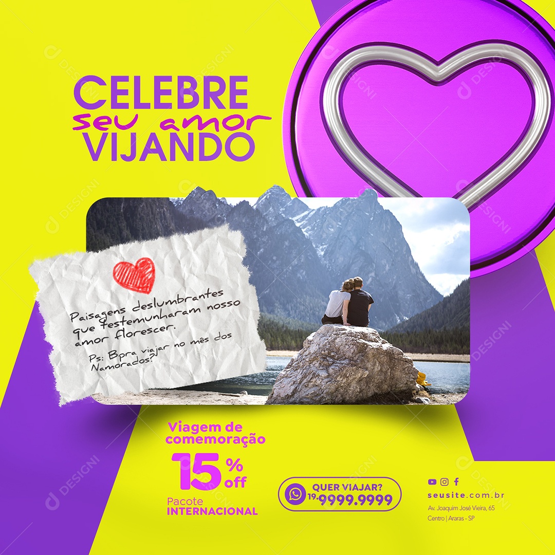 Celebre Seu Amor Viajando Agência De Viagens Dia Dos Namorados Social Media PSD Editável