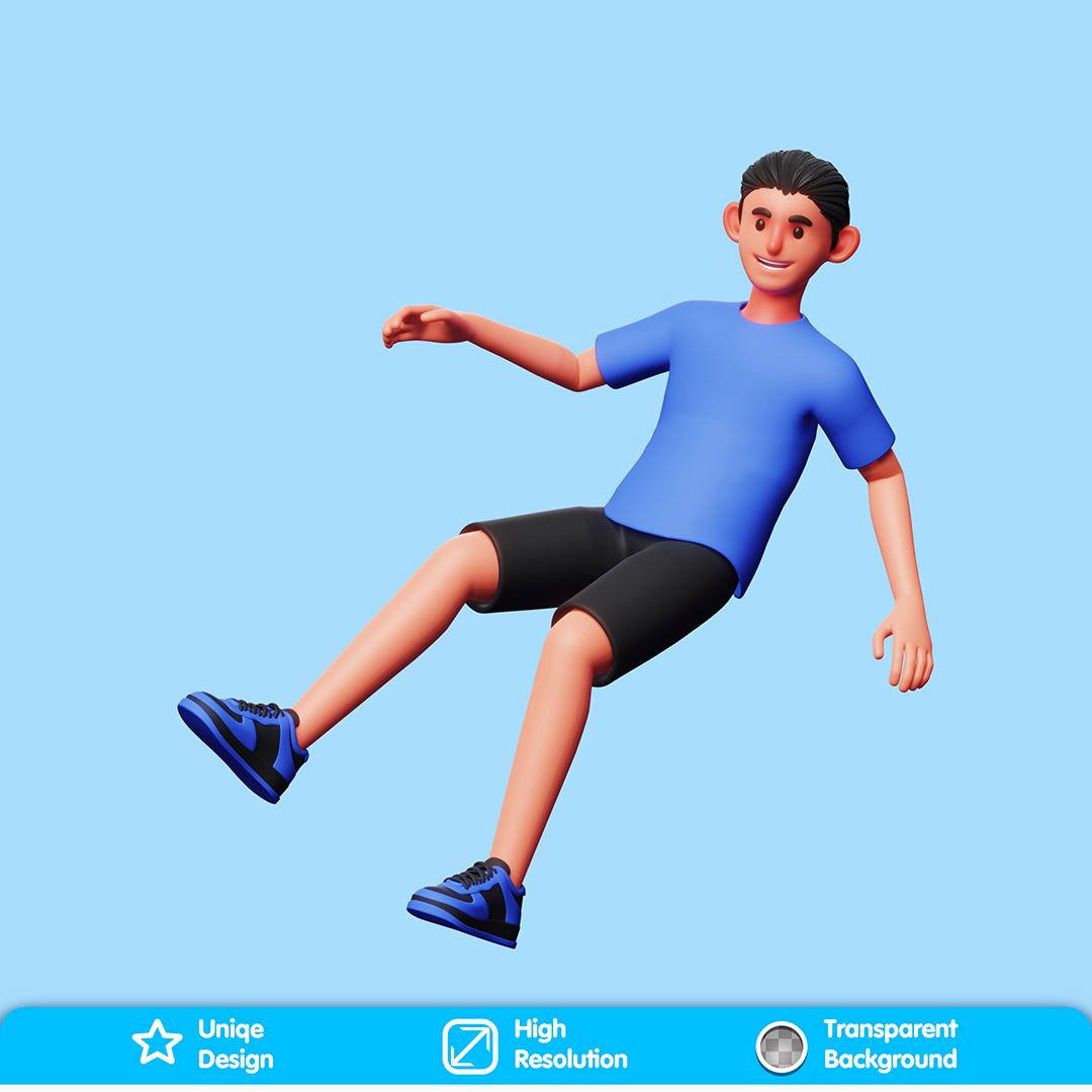 Character In Movement 3D Element PSD Composition