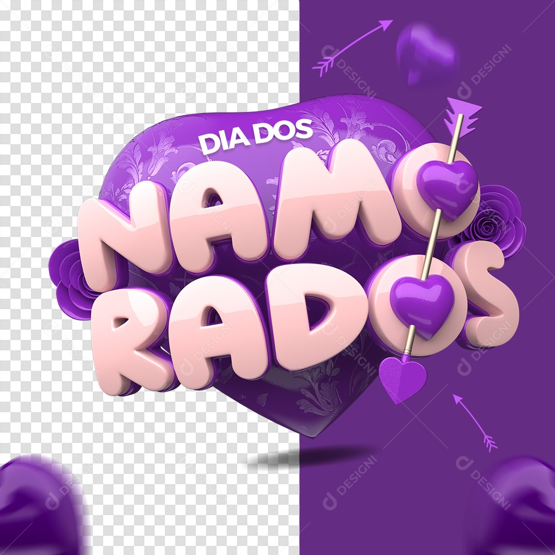 Selo 3d Dia Dos Namorados Coração Roxo Para Composição Psd Download Designi 