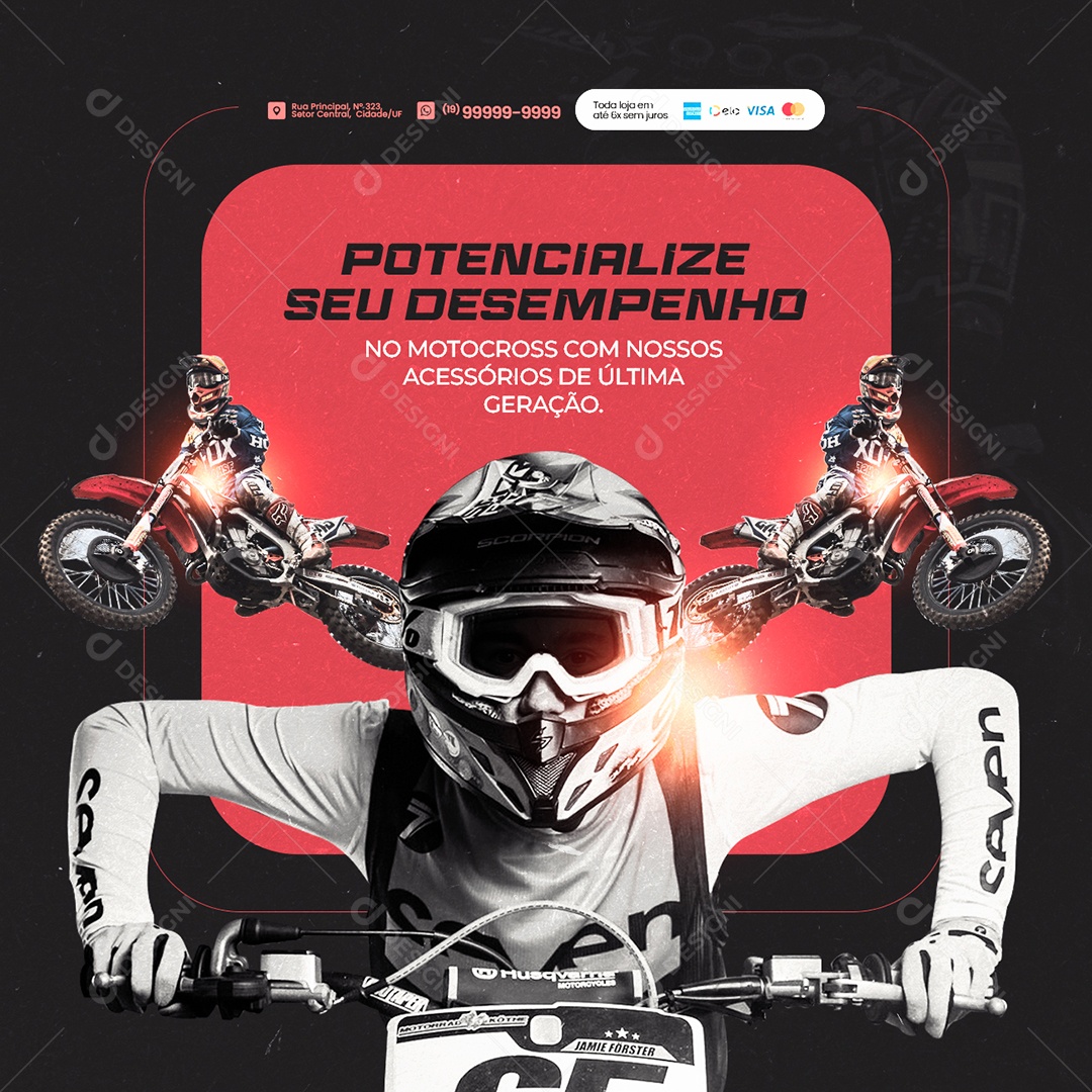 Potencialize Seu Desempenho Acessórios Motocross Social Media PSD Editável