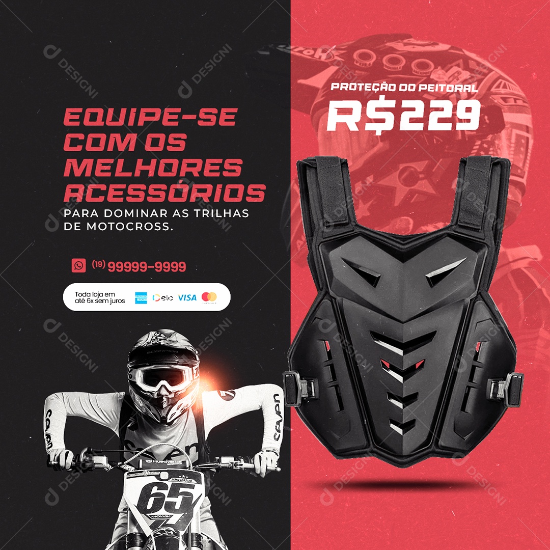 Equipe-Se Com Os Melhores Acessórios Motocross Social Media PSD Editável