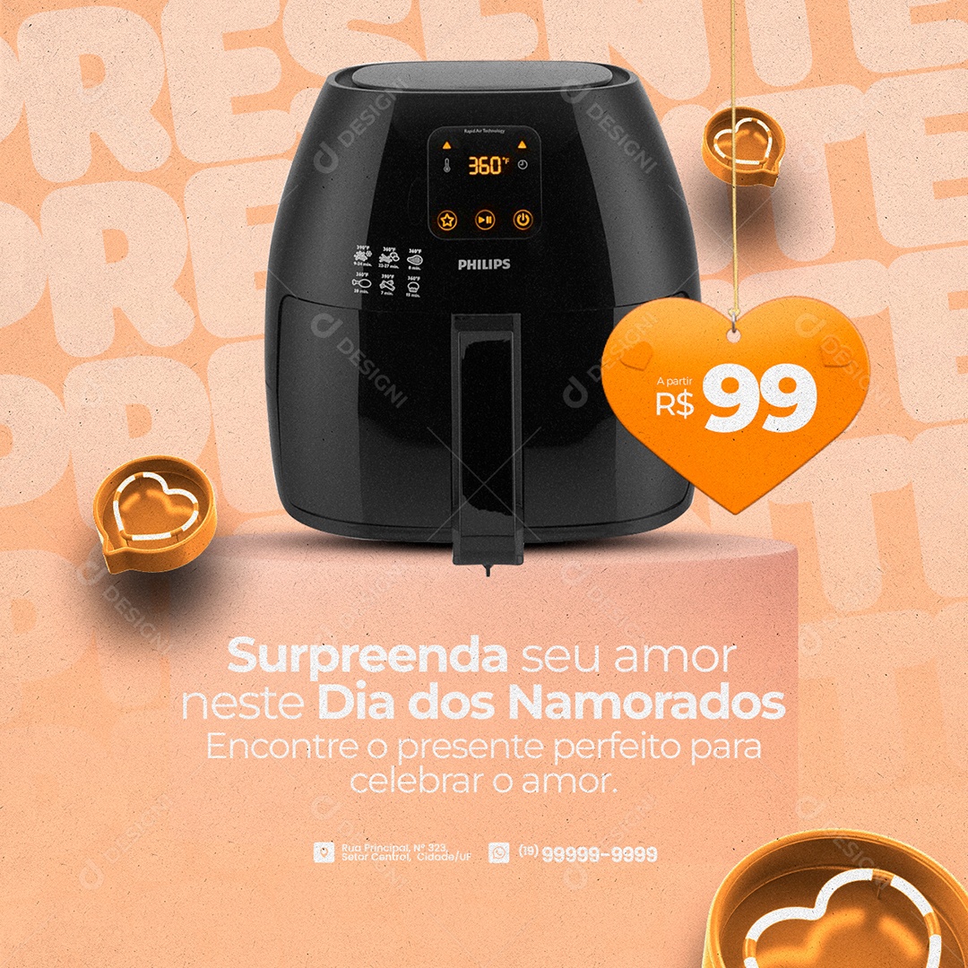 Surpreenda Seu Amor Neste Dia Dos Namorados A Partir 99,00 Fritadeira Social Media PSD Editável