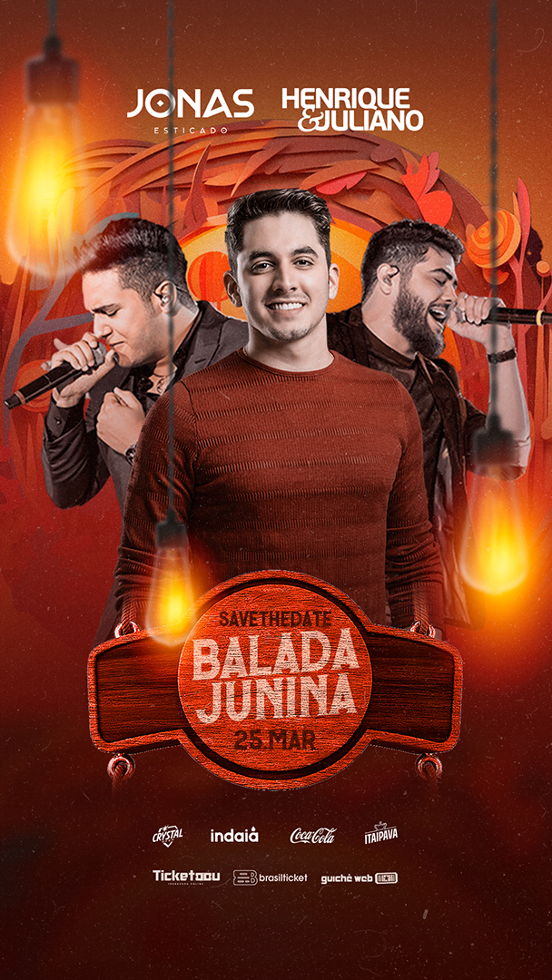 Story Balada Junina Flyer Jonas Esticado Henrique & Juliano Social Media PSD Editável