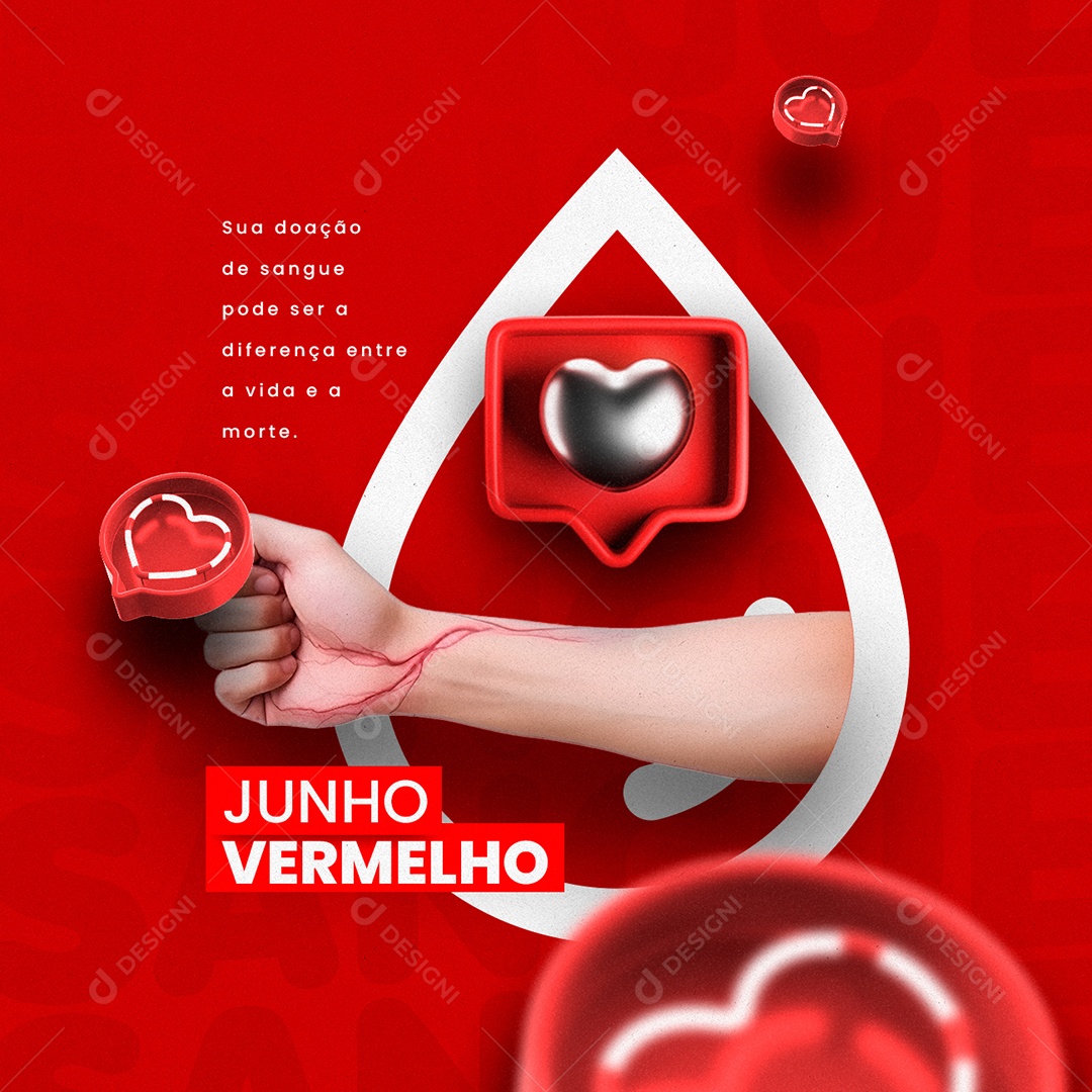 Sua Doação De Sangue Pode Ser A Diferença Junho Vermelho Social Media PSD Editável