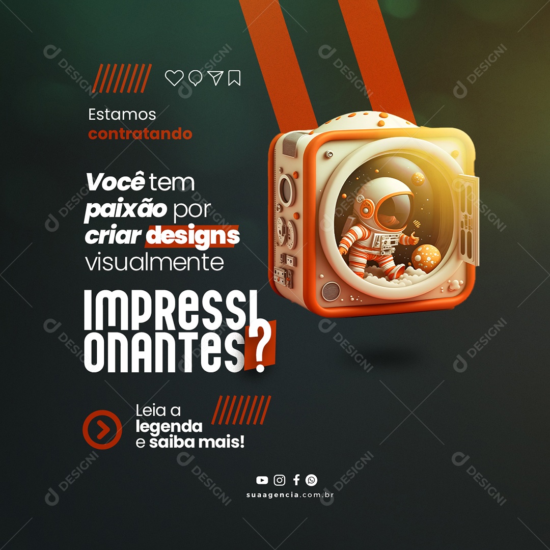 Você Tem Paixão Por Cria Designs Vagas De Empregos Social Media PSD Editável