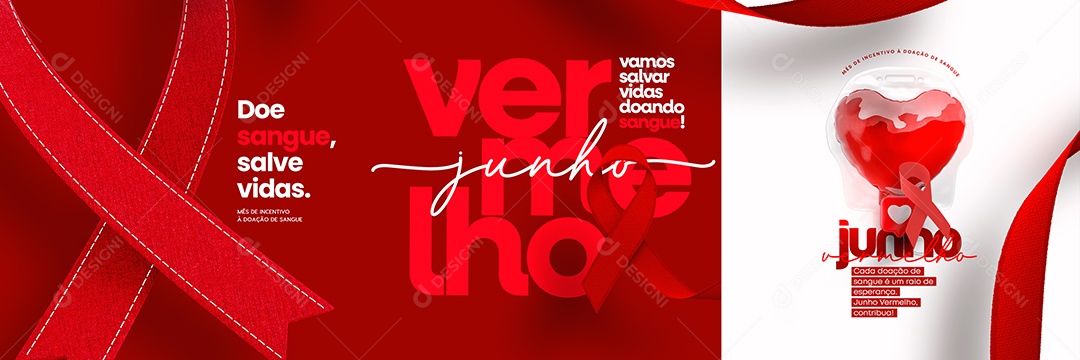 Doe Sangue Salve Vidas Junho Vermelho Carrossel Social Media PSD Editável