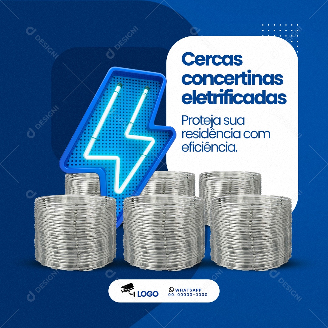 Cercas Concertinas Segurança Eletrônica Social Media PSD Editável